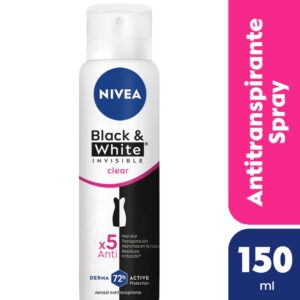 Desodorante antitranspirante femenino Nivea Black & White invisible clear en aerosol 150 ml