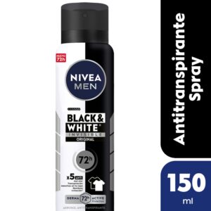Desodorante antitranspirante Nivea Men Black & White invisible original en aerosol 150 ml