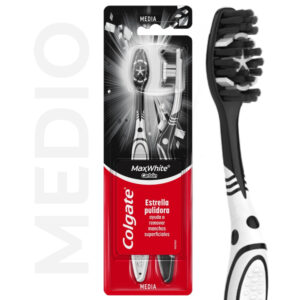 Cepillo de Dientes Colgate Max White Charcoal Cerdas Medianas Blanqueamiento 2 uni
