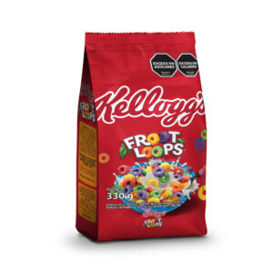 Aros de cereal frutado Kellogs froot loops en bolsa 330 g.