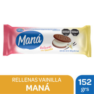 Galletitas chocolate rellenas vainilla Maná 152 g.