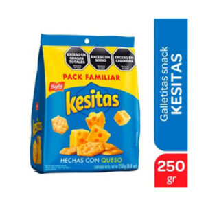 Galletitas sabor queso Kesitas en estuche 250 g.