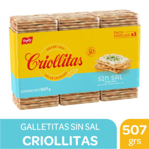 Galletitas crackers Criollitas sin sal 3 x 169 g.