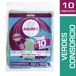 Bolsas para residuos Asurín consorcio verdes 60x100cm plana x 10 u.