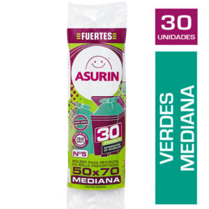 Bolsas para residuos Asurín  mediana verdes 50x70cm x 30 u.