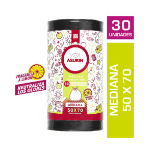 Bolsa residuos Asurin rollo banderola mediana limón 50 x 70 x 30 u.