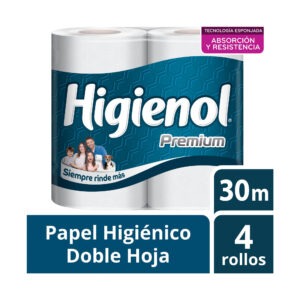 Papel higiénico Higienol Premium doble hoja 30 mts 4 uni