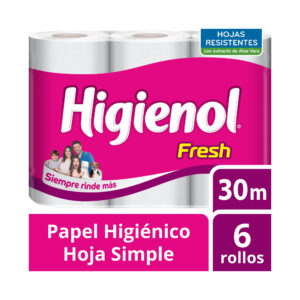 Papel higiénico Higienol Fresh hoja simple 30 mts 6 uni
