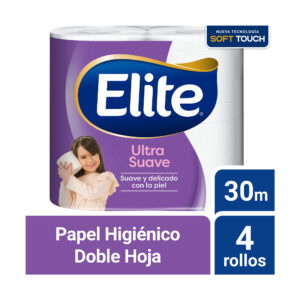 Papel higienico Elite Ultra Suave doble hoja 30 mts 4 uni