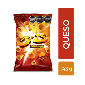 Tubitos de harina de maíz sabor queso 3D mega queso 143 g.