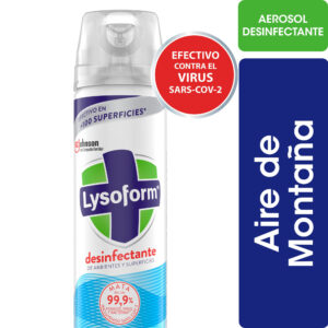 Desinfectante de ambientes y elimina olores Lysoform aire de montaña en aerosol 360 ml.