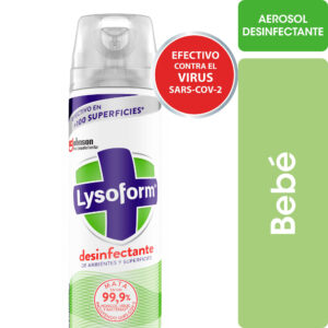 Desinfectante de ambientes y elimina olores Lysoform bebé en aerosol 360 ml.
