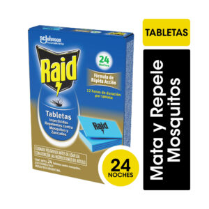 Tabletas Insecticidas Raid Moscas y Mosquitos 24 uni