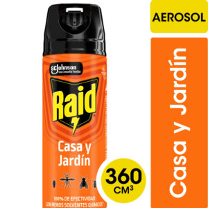 Insecticida Raid Casa y Jardín Mata Moscas y Mosquitos en Aerosol 360 ml