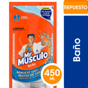 Limpiador de baño Mr. Músculo elimina gérmenes y residuos de jabón repuesto 450 ml