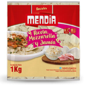 Ravioles Mendia ricota muzzarella y jamón 1 kg.