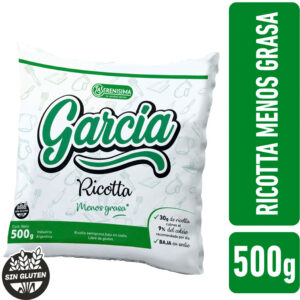 Ricotta semigrasa baja en sodio García 500 g.