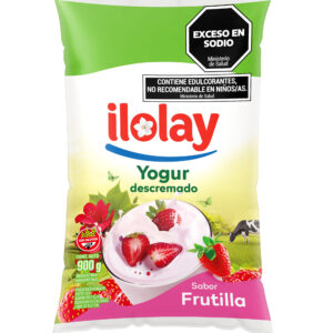 Yogur bebible descremado de frutilla Ilolay en sachet 900 g.