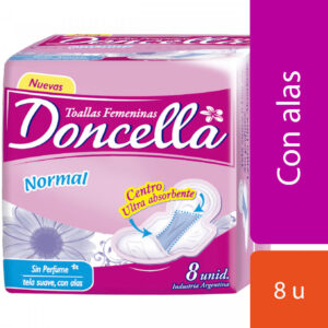 Toallitas Doncella normal con alas 8 u.