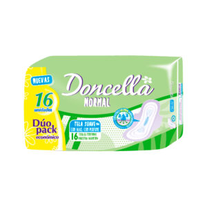 Toalla femenina Doncella normal con alas x 16 uni