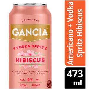 Aperitivo con alcohol Gancia vodka spritz hibisc en lata 473 cc.