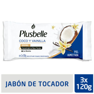 Plusbelle jabón de tocador Coco & Vainilla x3 120 grs