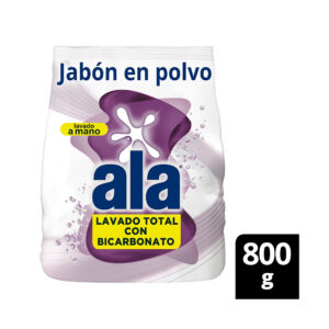Jabón en polvo lavado a mano Ala con bic maxima blancura 800 g.