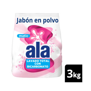 Jabón en polvo Ala matic con bic maxima blancura 3 kg.