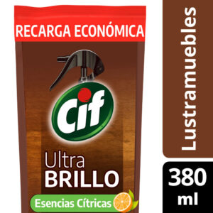 Lustramueble Cif ultra brillo citrico repuesto 380 cc.