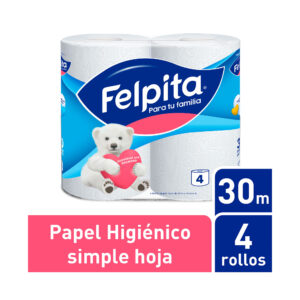 Papel higiénico Felpita hoja simple 4 x 30 m.