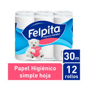 Papel higiénico Felpita hoja simple 12 x 30 m.