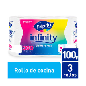 Rollo de cocina doble hoja Felpita infinity 3 u. x 100 hojas