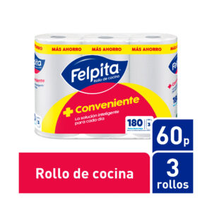 Rollo de cocina Felpita paño blanco 60 paños 3 uni