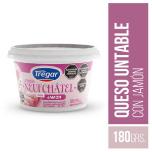 Queso neufchatel Tregar con jamón en pote 180 g.
