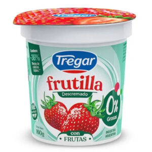 Yogur descremado Tregar de frutilla en pote 160 g.