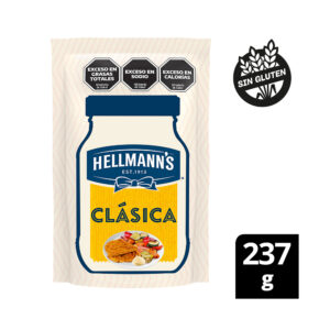 Mayonesa clásica Hellmanns sin tacc doypack 237 g.