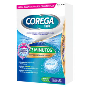 Tabletas limpiadoras para prótesis dentales Corega Tabs 3 minutos 30 u.