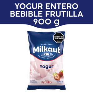 Yogur entero Milkaut frutilla sachet 900 g.
