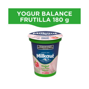Yogur cremoso descremado balance Milkaut de frutilla en pote 180 grs