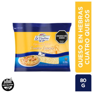 La Paulina queso en hebras cuatro quesos 80 grs