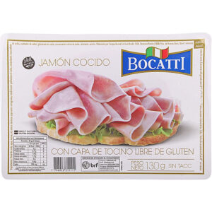 Jamón cocido natural feteado Bocatti 130 g.