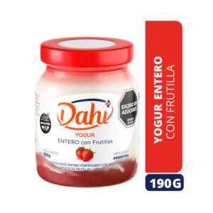 Yogur batido entero Dahi de frutilla en frasco 190 g.