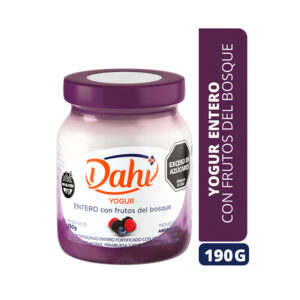 Yogur batido entero Dahi frutos del bosque en frasco 190 g.