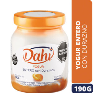 Yogur batido entero Dahi de durazno en frasco 190 g.