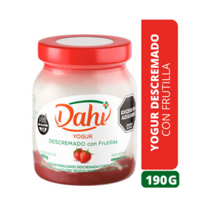 Yogur batido descremado Dahi de frutilla en frasco 190 g.