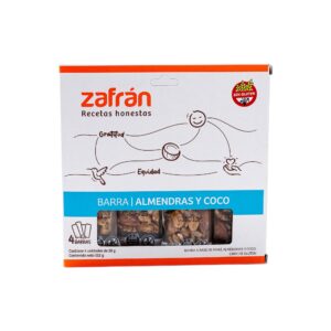 Barras sin tacc Zafrán de almendras y coco x4 28 g.