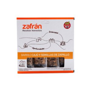 Barra sin tacc Zafrán de caju y semilla de zapallo x4 28 g.
