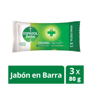 Jabón en barra original Espadol Dettol x3 80 g.