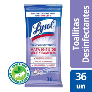 Toallitas desinfectantes de duperficies Lysol brisa de la mañana 36 uni